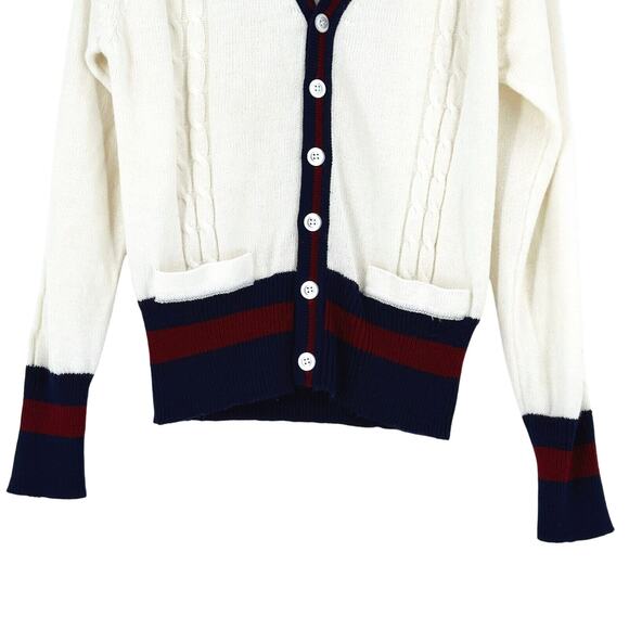 VTG Mcgregor Competitors Cardigan Large Tenniscore Preppy Old Money Cable Knit - Picture 3 of 6